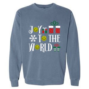 Joy To The World Pickleball Christmas Gift Garment-Dyed Sweatshirt