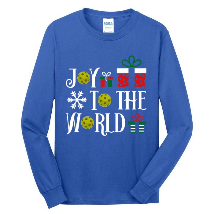 Joy To The World Pickleball Christmas Gift Tall Long Sleeve T-Shirt