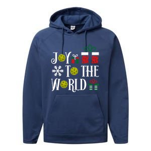 Joy To The World Pickleball Christmas Gift Performance Fleece Hoodie