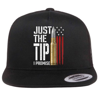Just The Tip I Promise Bullet American Flag Gun Lover Back Flat Bill Trucker Hat