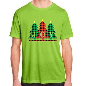 Joy To The World Plaid Christmas Trees Gift Adult ChromaSoft Performance T-Shirt