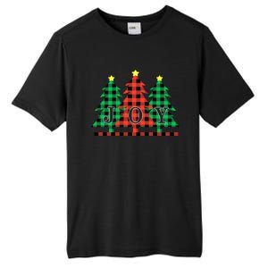 Joy To The World Plaid Christmas Trees Gift Tall Fusion ChromaSoft Performance T-Shirt