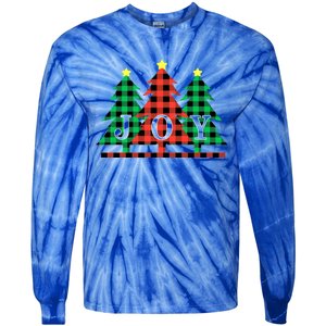 Joy To The World Plaid Christmas Trees Gift Tie-Dye Long Sleeve Shirt