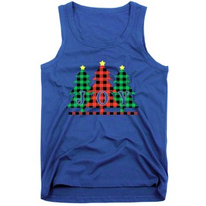 Joy To The World Plaid Christmas Trees Gift Tank Top