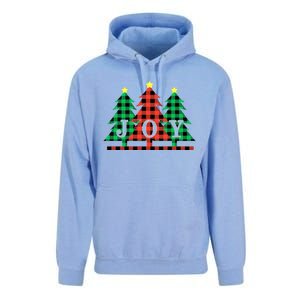 Joy To The World Plaid Christmas Trees Gift Unisex Surf Hoodie