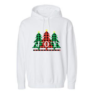 Joy To The World Plaid Christmas Trees Gift Garment-Dyed Fleece Hoodie