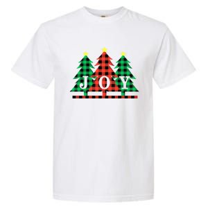 Joy To The World Plaid Christmas Trees Gift Garment-Dyed Heavyweight T-Shirt