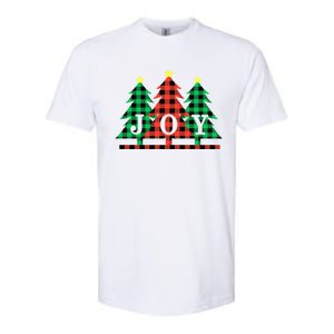 Joy To The World Plaid Christmas Trees Gift Softstyle CVC T-Shirt