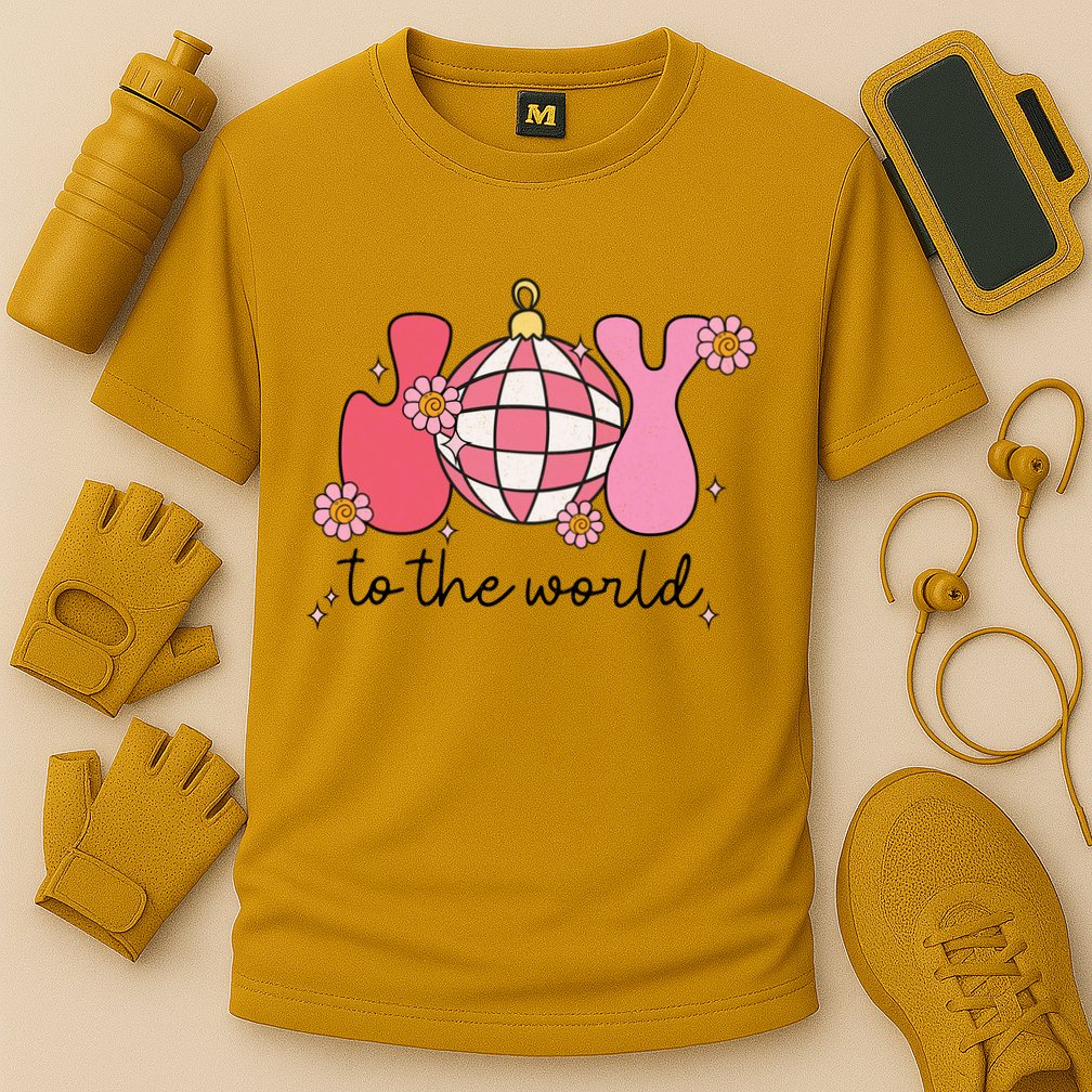 Joy To The World Cute Disco Holiday Cooling Performance Crew T-Shirt