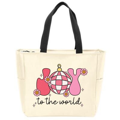 Joy To The World Cute Disco Holiday Zip Tote Bag