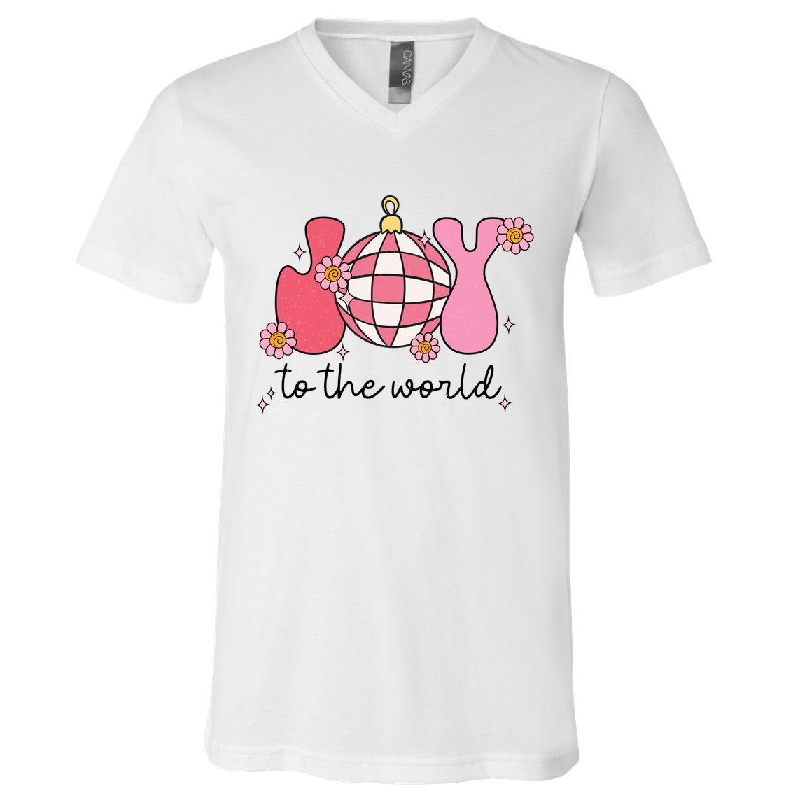 Joy To The World Cute Disco Holiday V-Neck T-Shirt