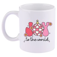 Joy To The World Cute Disco Holiday 11oz C Handle Ceramic Mug
