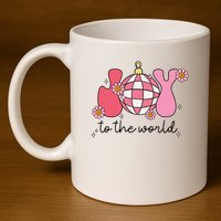 Joy To The World Cute Disco Holiday 11oz C Handle Ceramic Mug