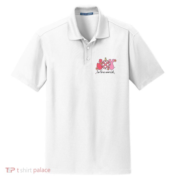 Joy To The World Cute Disco Holiday Dry Zone Grid Polo