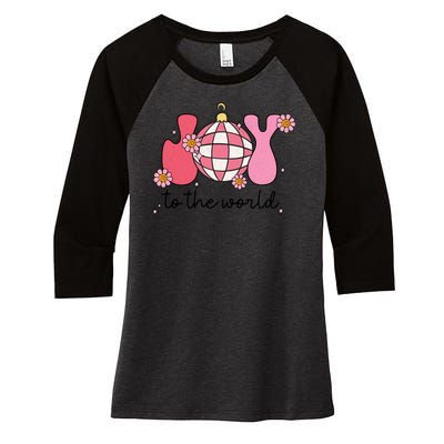 Joy To The World Cute Disco Holiday Women's Tri-Blend 3/4-Sleeve Raglan Shirt