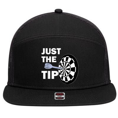 Just The Tip Please Darts Dart Player Team League Gift 7 Panel Mesh Trucker Snapback Hat