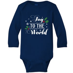 Joy To The World Snowflake Christmas Gift Baby Long Sleeve Bodysuit