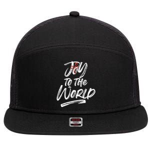 Joy To The World Holiday Design Gift Christmas Gift 7 Panel Mesh Trucker Snapback Hat