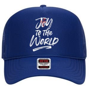 Joy To The World Holiday Design Gift Christmas Gift High Crown Mesh Back Trucker Hat