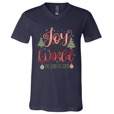 Joy To The World The Lord Is Come Christian Retro Christmas Religious V-Neck T-Shirt