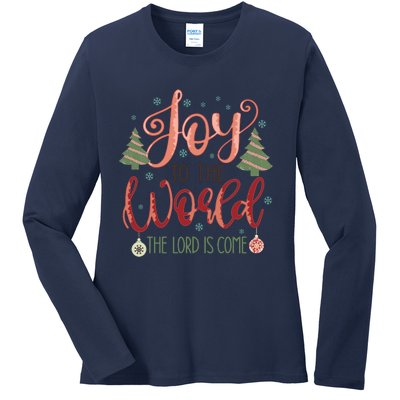 Joy To The World The Lord Is Come Christian Retro Christmas Religious Ladies Long Sleeve Shirt