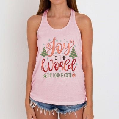 Joy To The World The Lord Is Come Christian Retro Christmas Religious Women's Knotted Racerback Tank