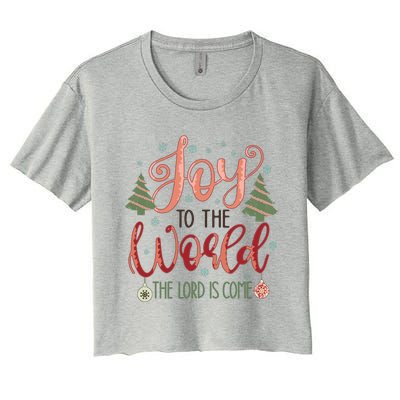 Joy To The World The Lord Is Come Christian Retro Christmas Religious Women's Crop Top Tee