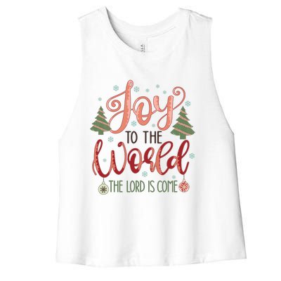 Joy To The World The Lord Is Come Christian Retro Christmas Religious Women's Racerback Cropped Tank