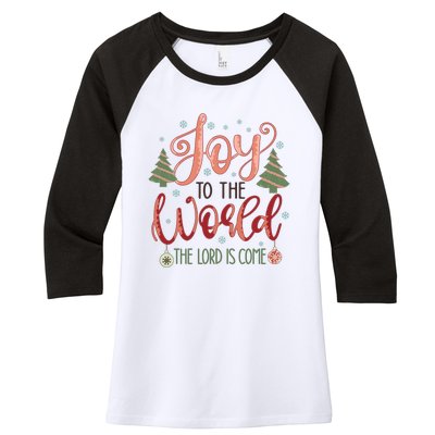 Joy To The World The Lord Is Come Christian Retro Christmas Religious Women's Tri-Blend 3/4-Sleeve Raglan Shirt