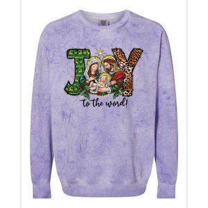 Joy To The World Christmas Christian Nativity Scene Pajamas Swea Colorblast Crewneck Sweatshirt