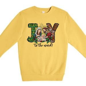 Joy To The World Christmas Christian Nativity Scene Pajamas Swea Premium Crewneck Sweatshirt