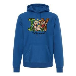 Joy To The World Christmas Christian Nativity Scene Pajamas Swea Premium Hoodie