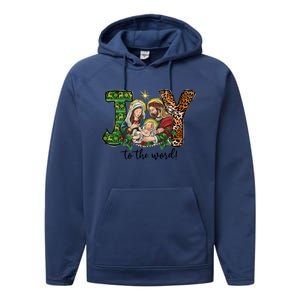 Joy To The World Christmas Christian Nativity Scene Pajamas Swea Performance Fleece Hoodie