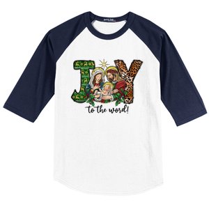 Joy To The World Christmas Christian Nativity Scene Pajamas Swea Baseball Sleeve Shirt