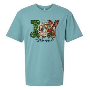 Joy To The World Christmas Christian Nativity Scene Pajamas Swea Sueded Cloud Jersey T-Shirt