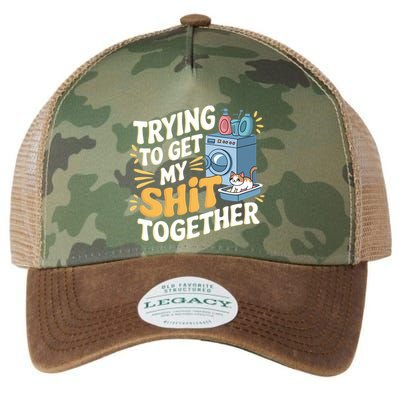 Just Trying To Get My Shit Together Funny Cat Meme Legacy Tie Dye Trucker Hat