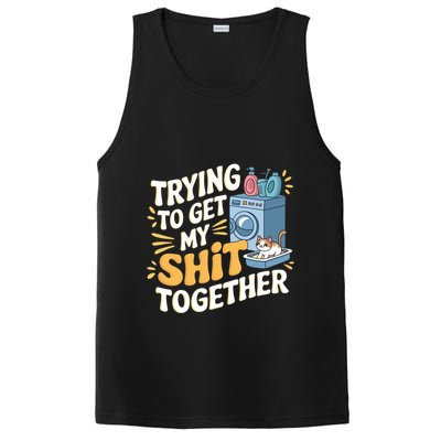 Just Trying To Get My Shit Together Funny Cat Meme PosiCharge Competitor Tank