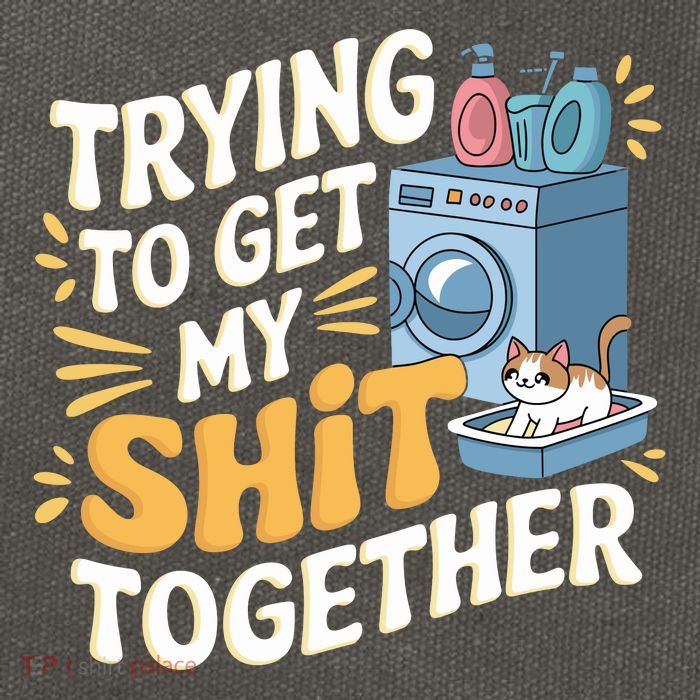 Just Trying To Get My Shit Together Funny Cat Meme Cotton Canvas Backpack