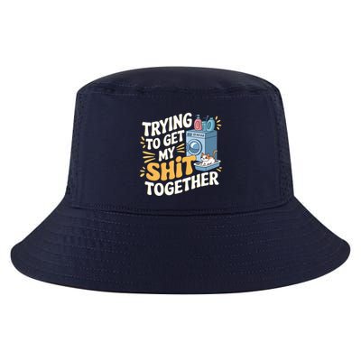 Just Trying To Get My Shit Together Funny Cat Meme Cool Comfort Performance Bucket Hat