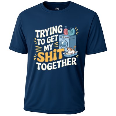 Just Trying To Get My Shit Together Funny Cat Meme Performance Shirt