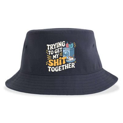 Just Trying To Get My Shit Together Funny Cat Meme Sustainable Bucket Hat