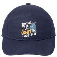 Just Trying To Get My Shit Together Funny Cat Meme 7-Panel Snapback Hat