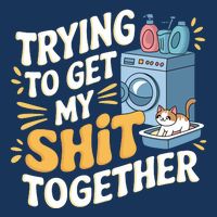 Just Trying To Get My Shit Together Funny Cat Meme 7-Panel Snapback Hat