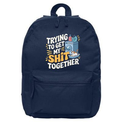 Just Trying To Get My Shit Together Funny Cat Meme 16 in Basic Backpack