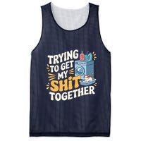 Just Trying To Get My Shit Together Funny Cat Meme Mesh Reversible Basketball Jersey Tank