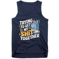 Just Trying To Get My Shit Together Funny Cat Meme Tank Top
