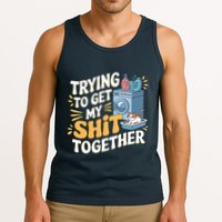 Just Trying To Get My Shit Together Funny Cat Meme Tank Top
