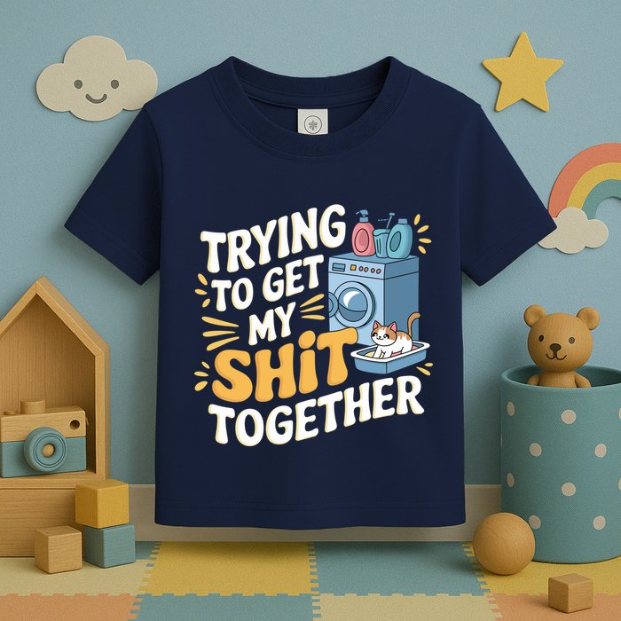 Just Trying To Get My Shit Together Funny Cat Meme Toddler T-Shirt