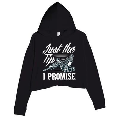 Just The Tip I Promise Funny Saying Tattoo Lover Crop Fleece Hoodie