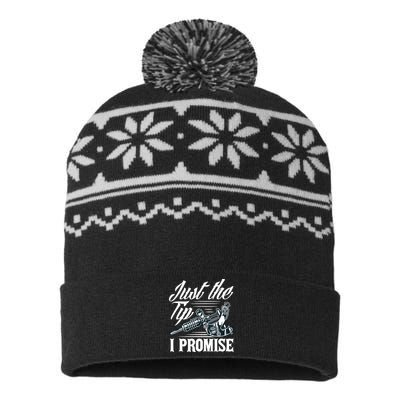 Just The Tip I Promise Funny Saying Tattoo Lover USA-Made Snowflake Beanie